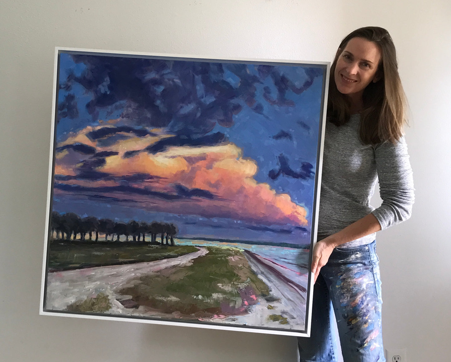 Pink Clouds Over Tampa Bay, 36x36