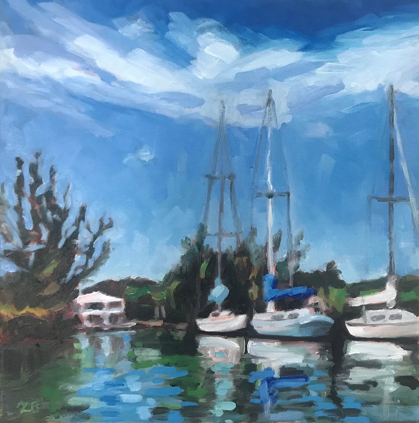 Hanging in the Canal, 12"x12", 2019