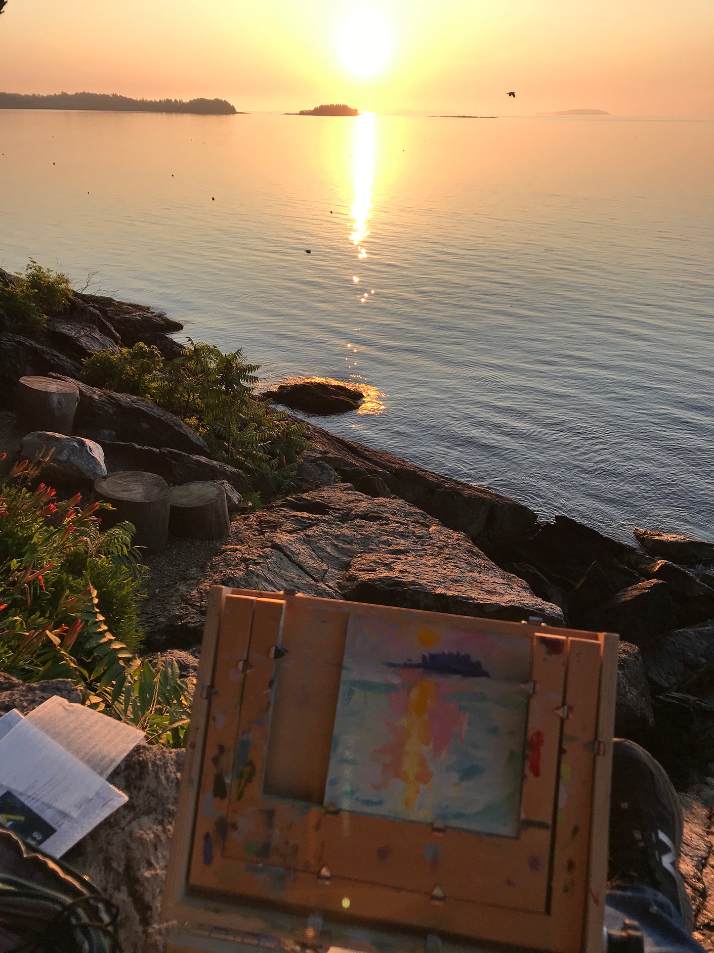 Yellow Sunrise Over Indian Island, Penobscot Bay