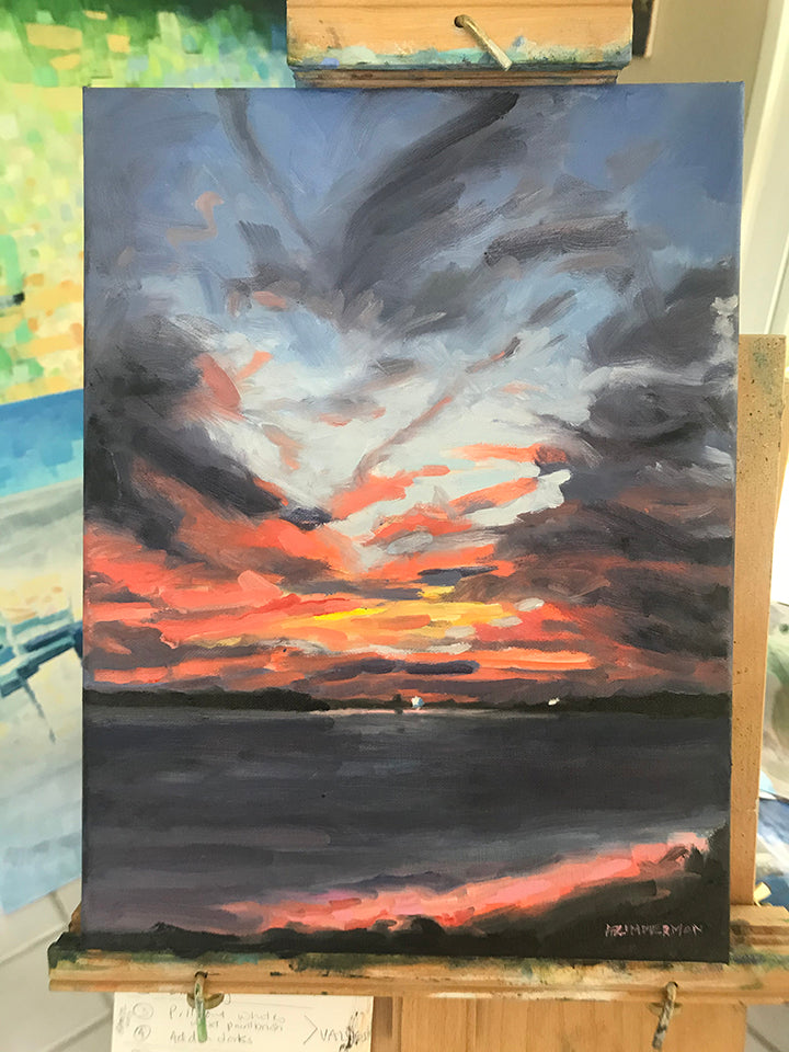 Fire in the Sky at Sunset, 14"X11"