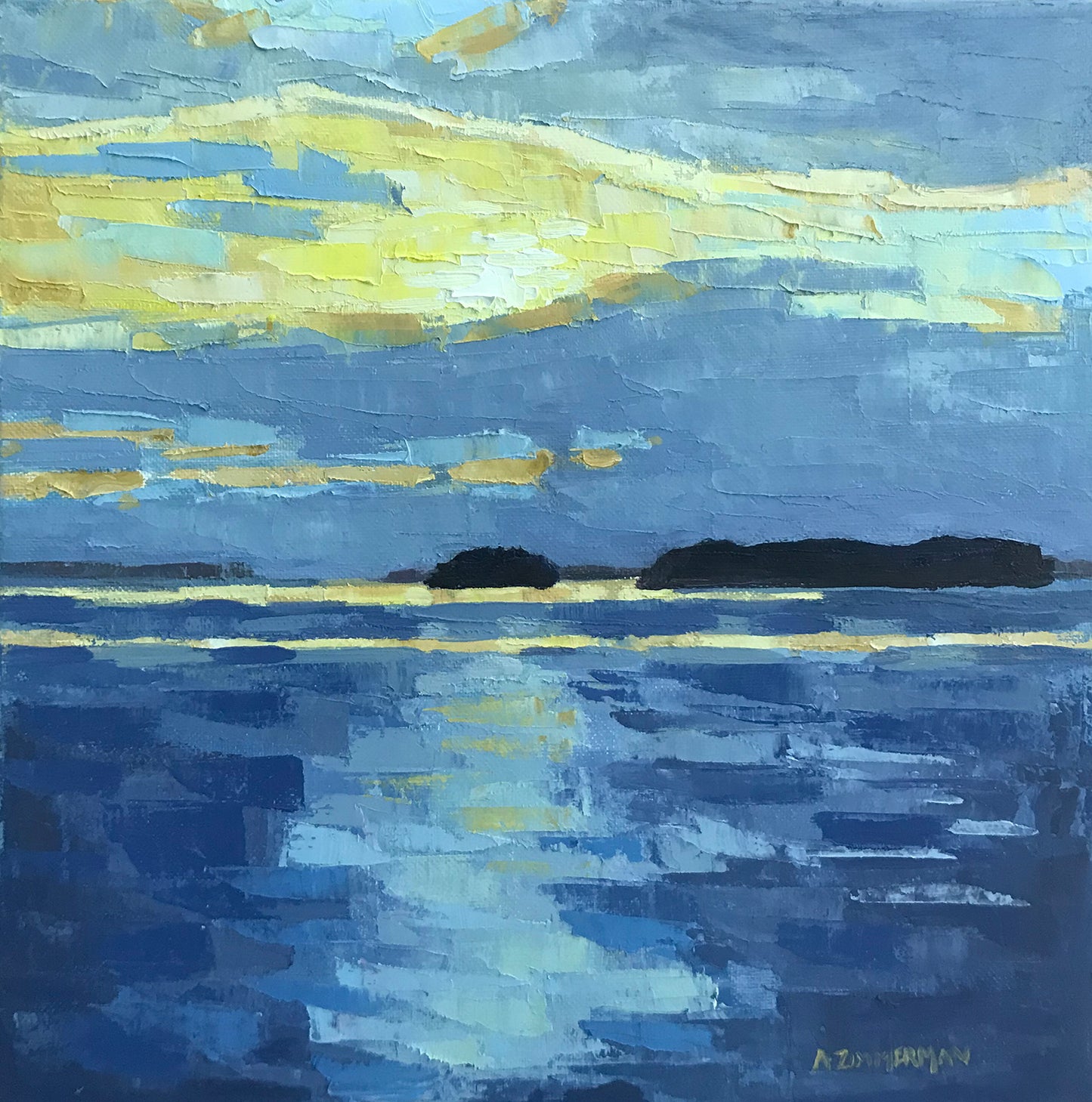 Sunset over Bunces Pass, 12x12, 2019