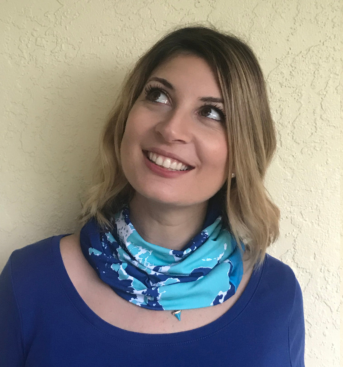 NEW Coastline Multi-Way Mini Infinity Scarf, Navy Blue + Aqua