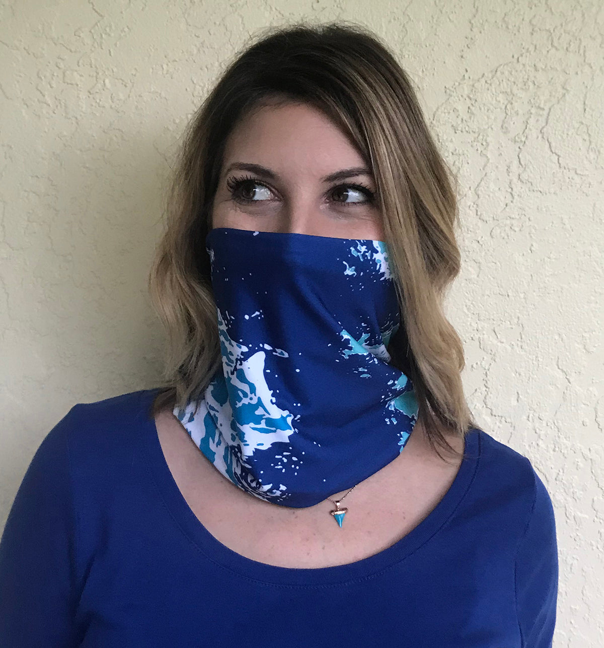 NEW Coastline Multi-Way Mini Infinity Scarf, Navy Blue + Aqua