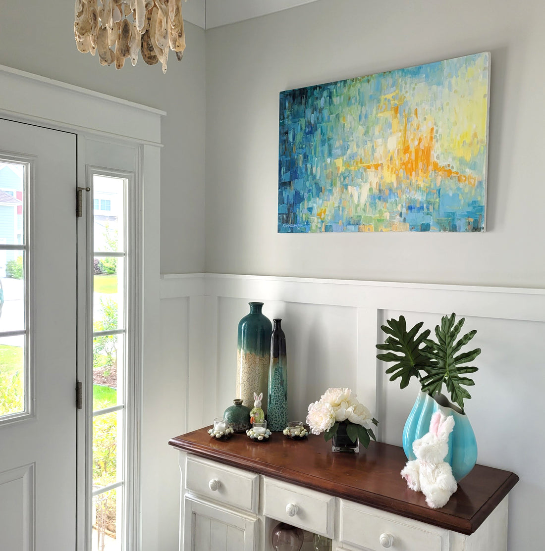 Blue Abstract Commission for Cottage Style Home in South Carolina