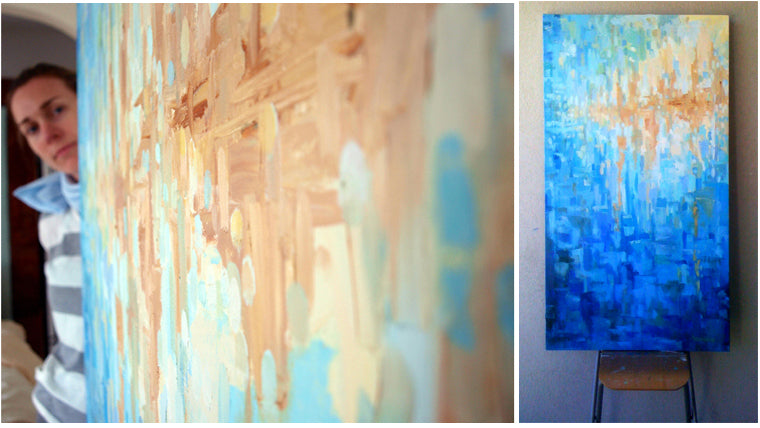 Blue and Bronze Abstract Commission for Tampa Home