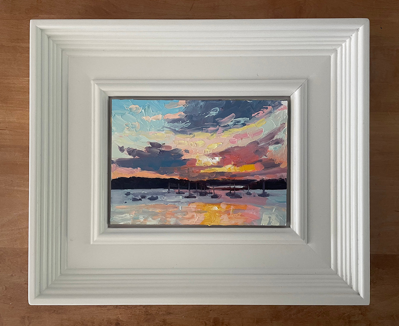 Sunrise Over the Marina, 12.5 x 10.5 inches framed