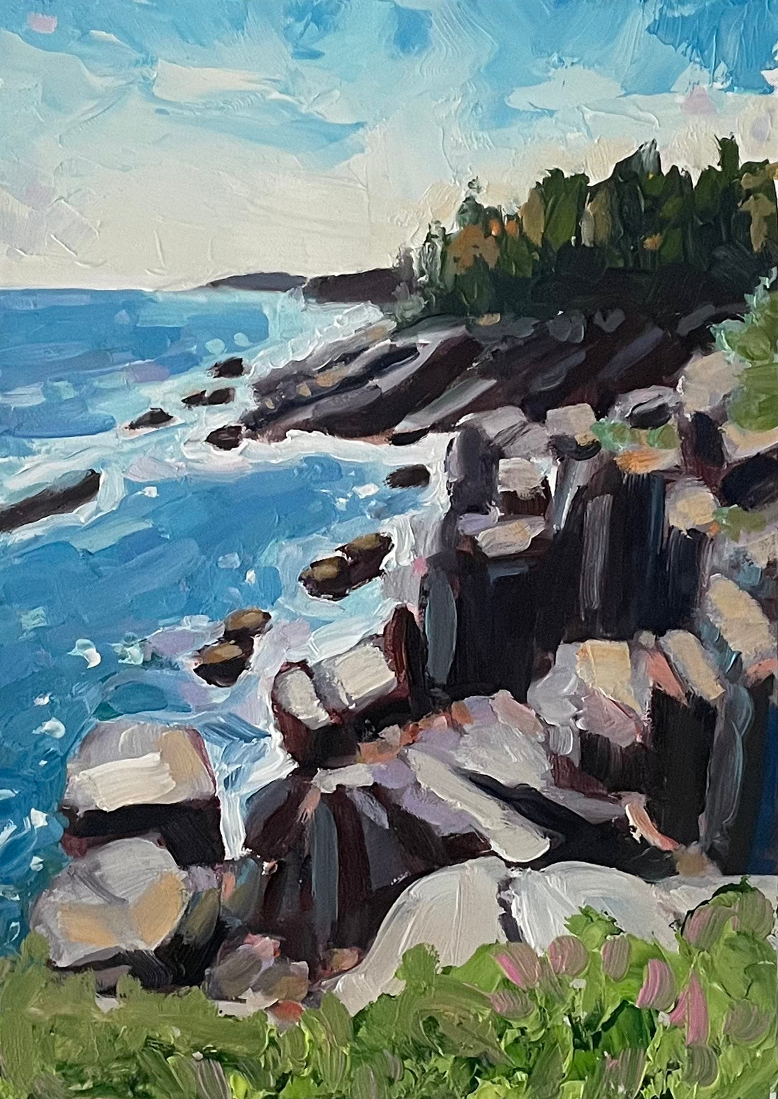Cliffs at Acadia, 10.5 x 12.5 inches framed