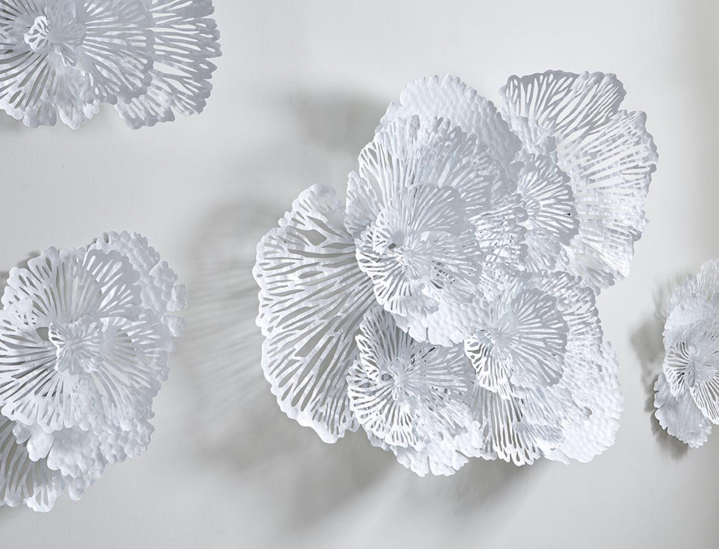 Flower Wall Art, White, Metal