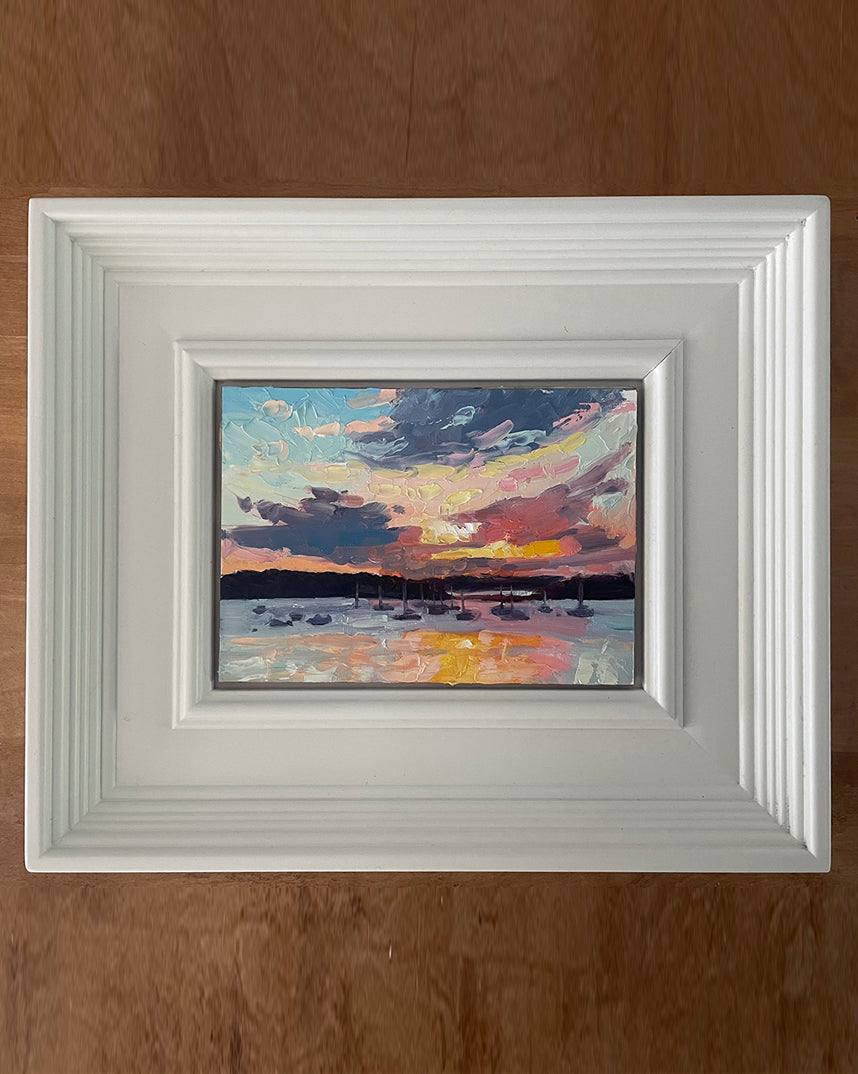 Sunrise Over the Marina, 12.5 x 10.5 inches framed