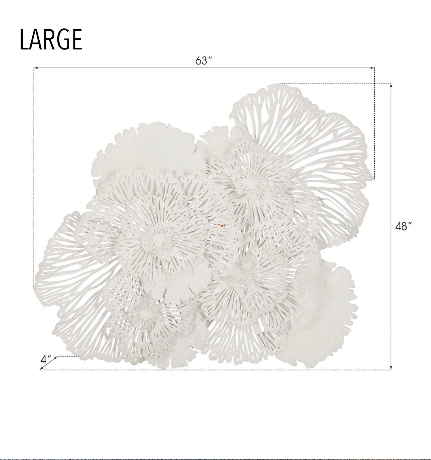 Flower Wall Art, White, Metal
