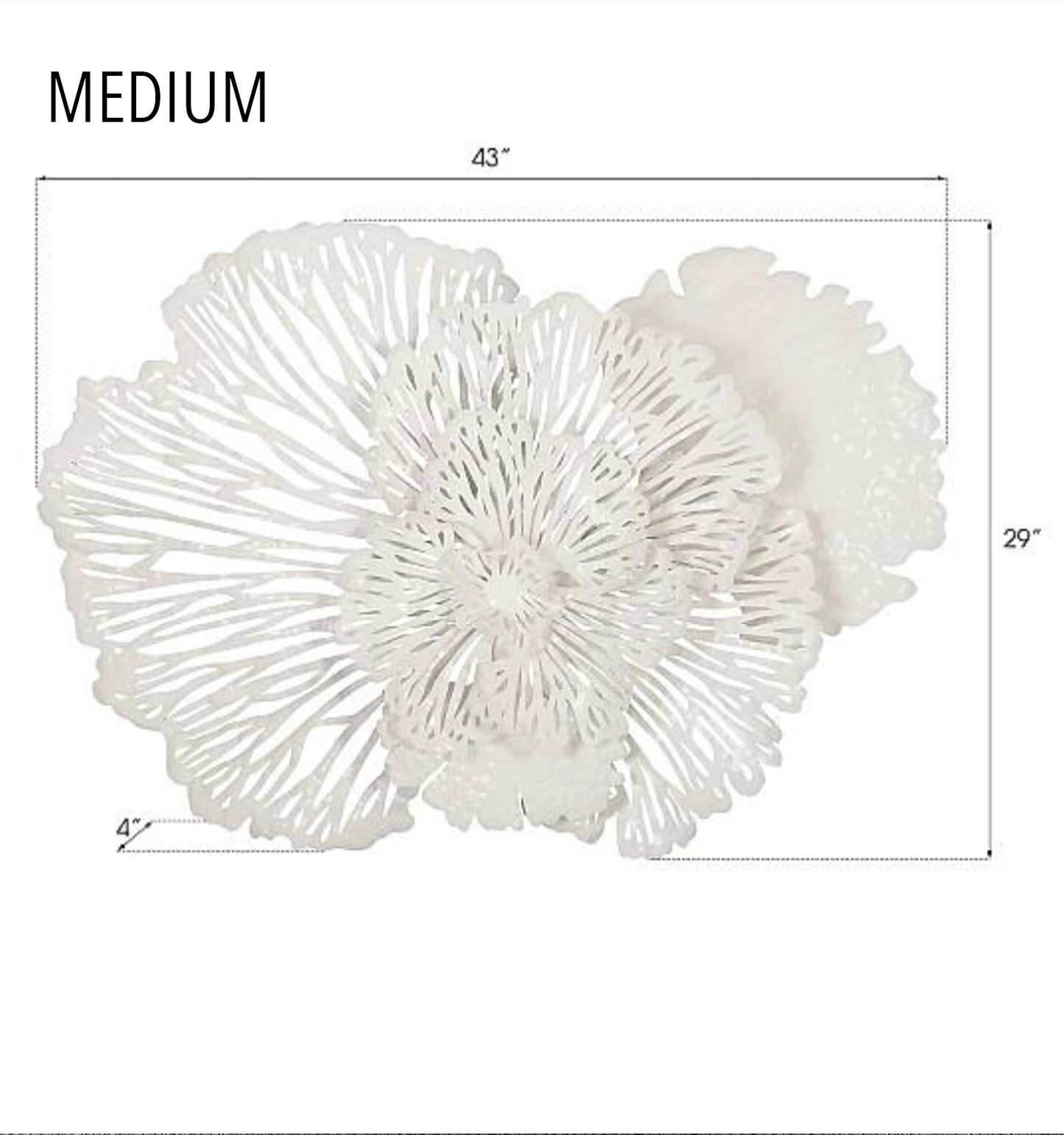 Flower Wall Art, White, Metal