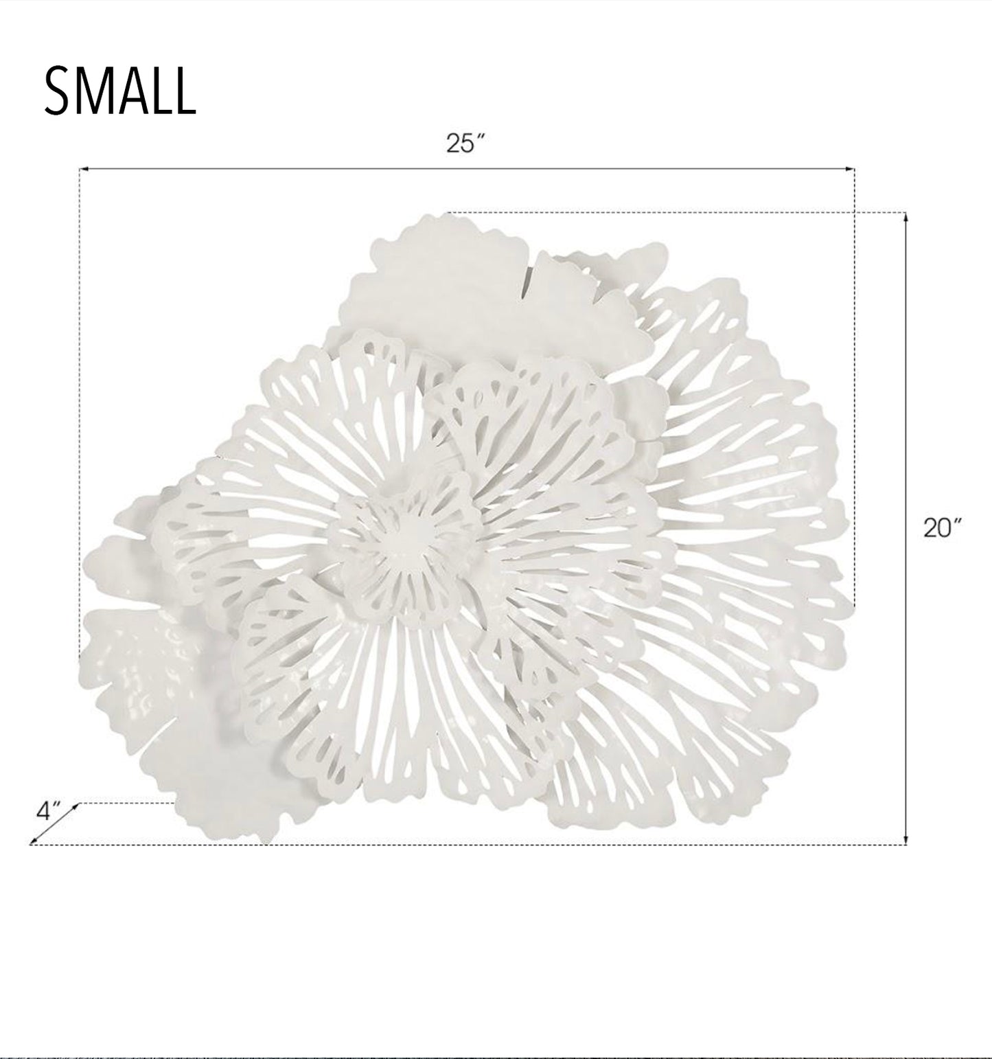 Flower Wall Art, White, Metal