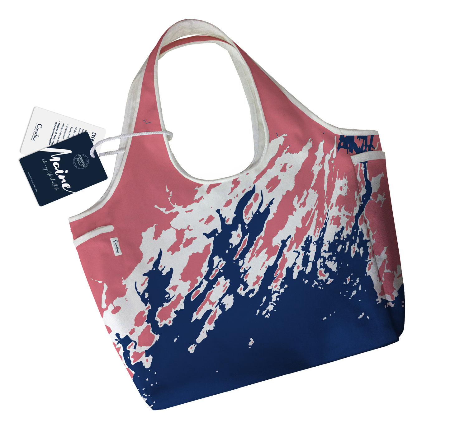 Maine Coast Boho Tote, Casco Bay, Red