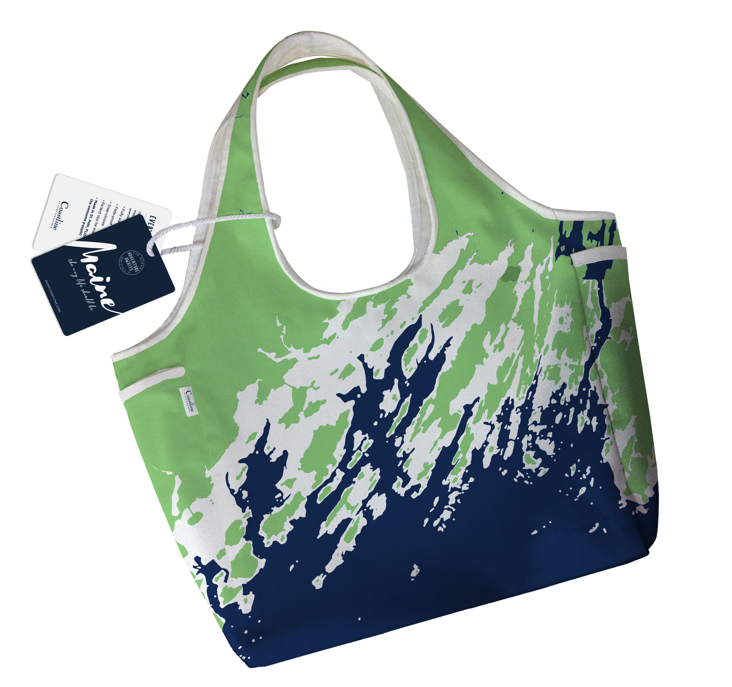 Maine Coast Boho Tote, Casco Bay, Green