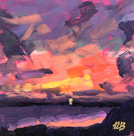 Sunset over Shell Key Preserve, Framed, Oil on Panel
