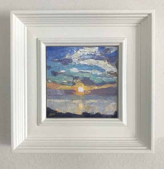 Sunset over the Gulf, Framed, Oil on Panel