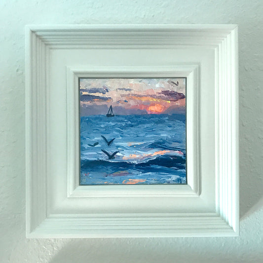 Flying into the Sunset, Framed, Oil on Panel