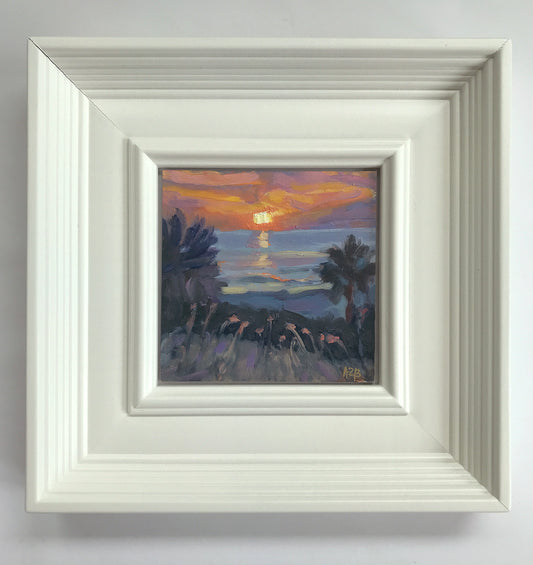Sunset over the Gulf II, Framed, Oil on Panel