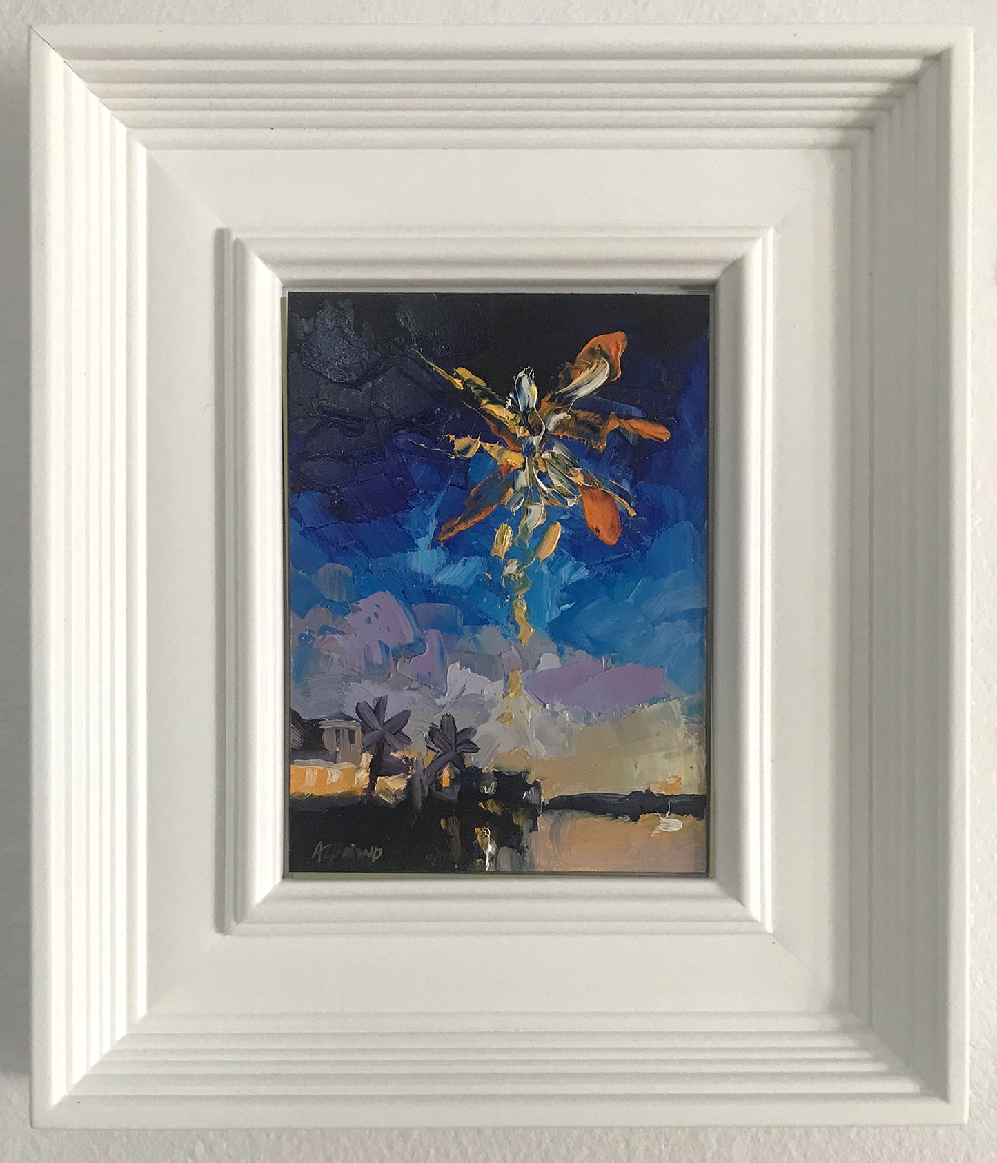 Neighborhood Fireworks II, Framed, Oil on Panel