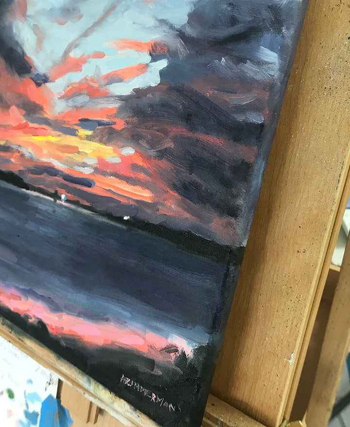 Fire in the Sky at Sunset, 14"X11"