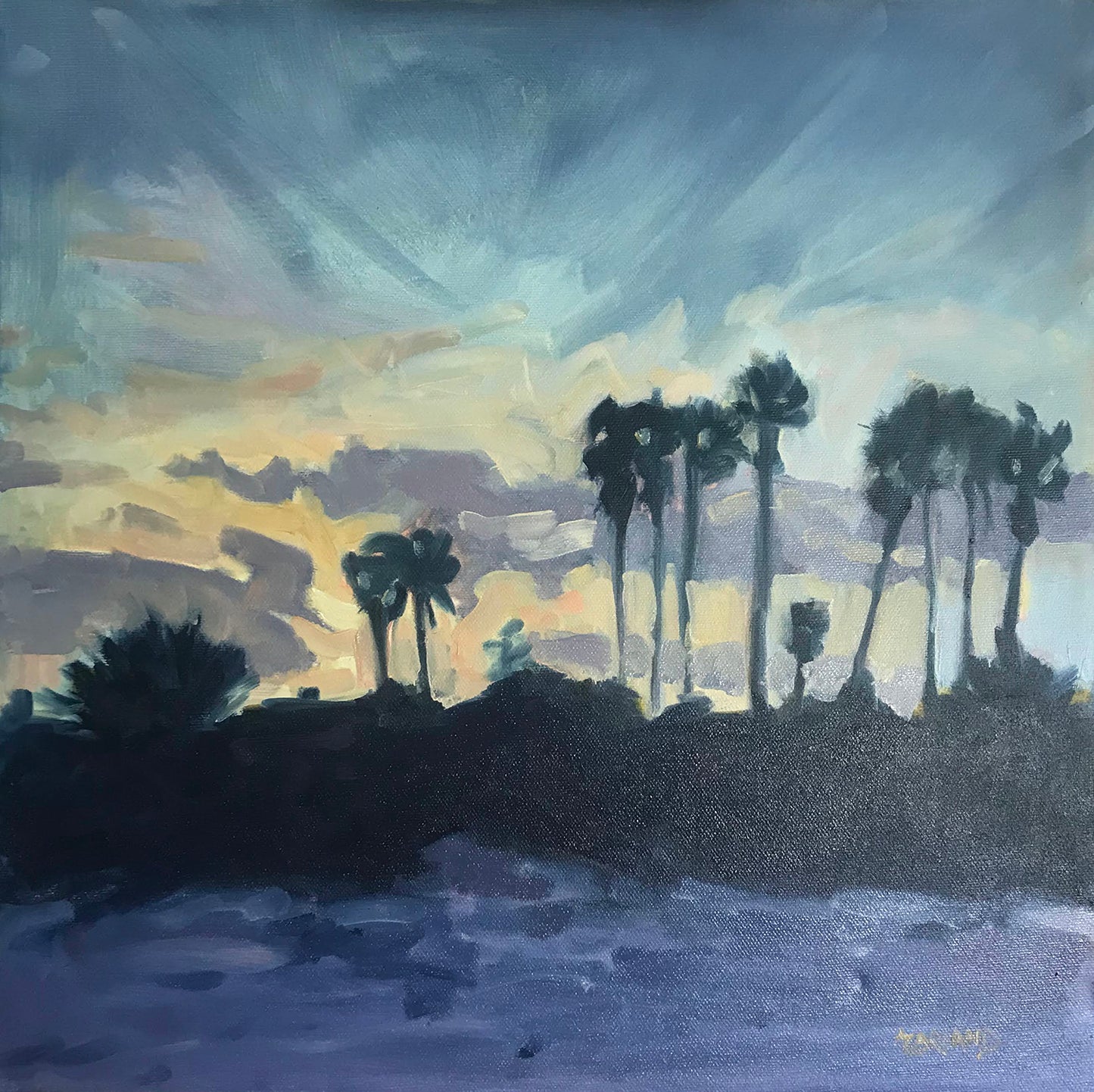 Sunrise over Pass-A-Grille Beach (2021), 16x16 inches