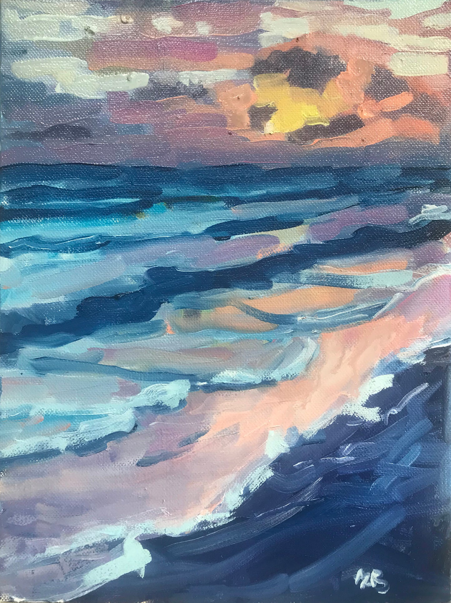 Sunset Over The Beach 9"x12" Inches, 2021