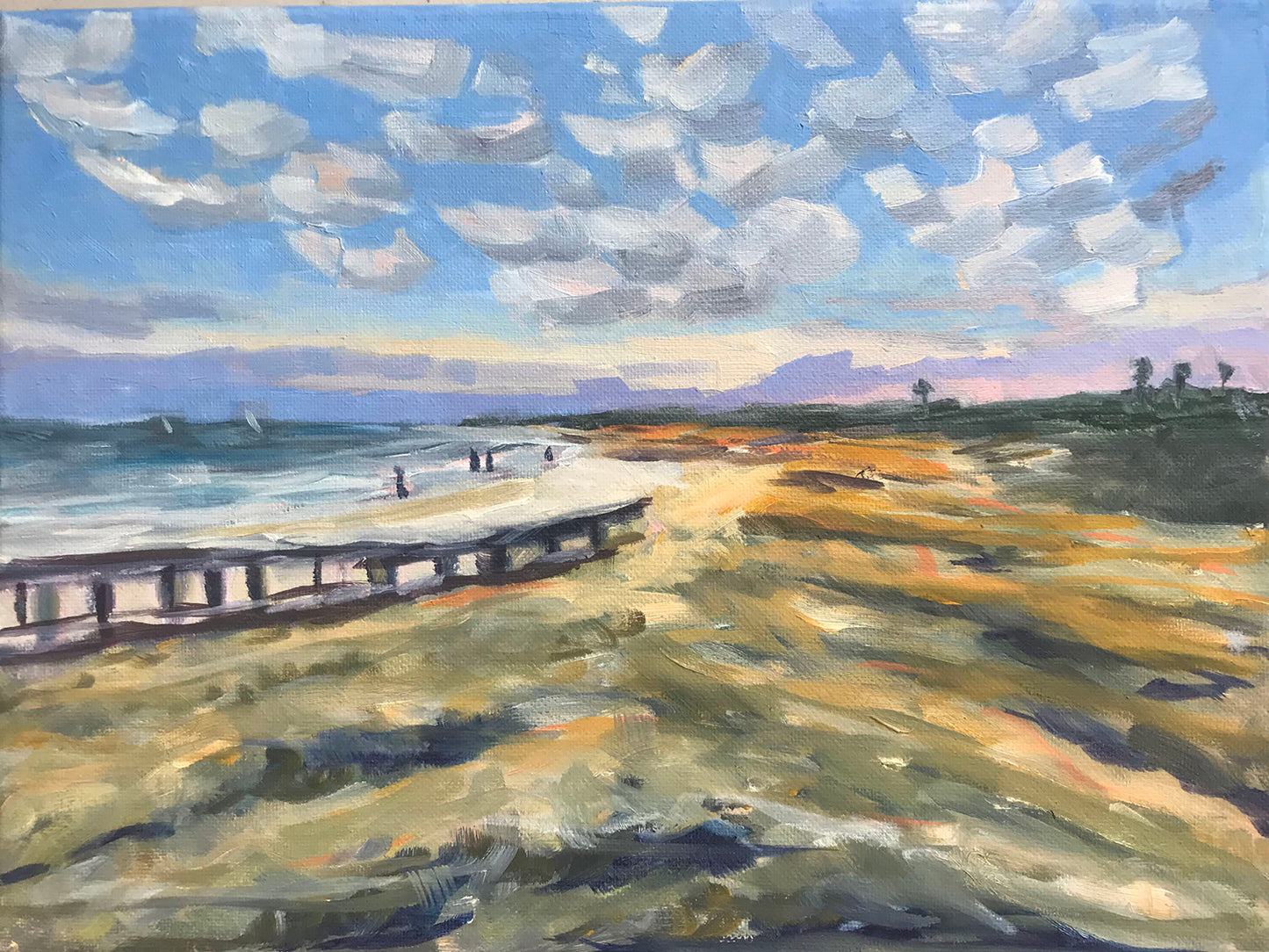 Breezy Day at Ft De Soto Beach (2021) 12x9 inches