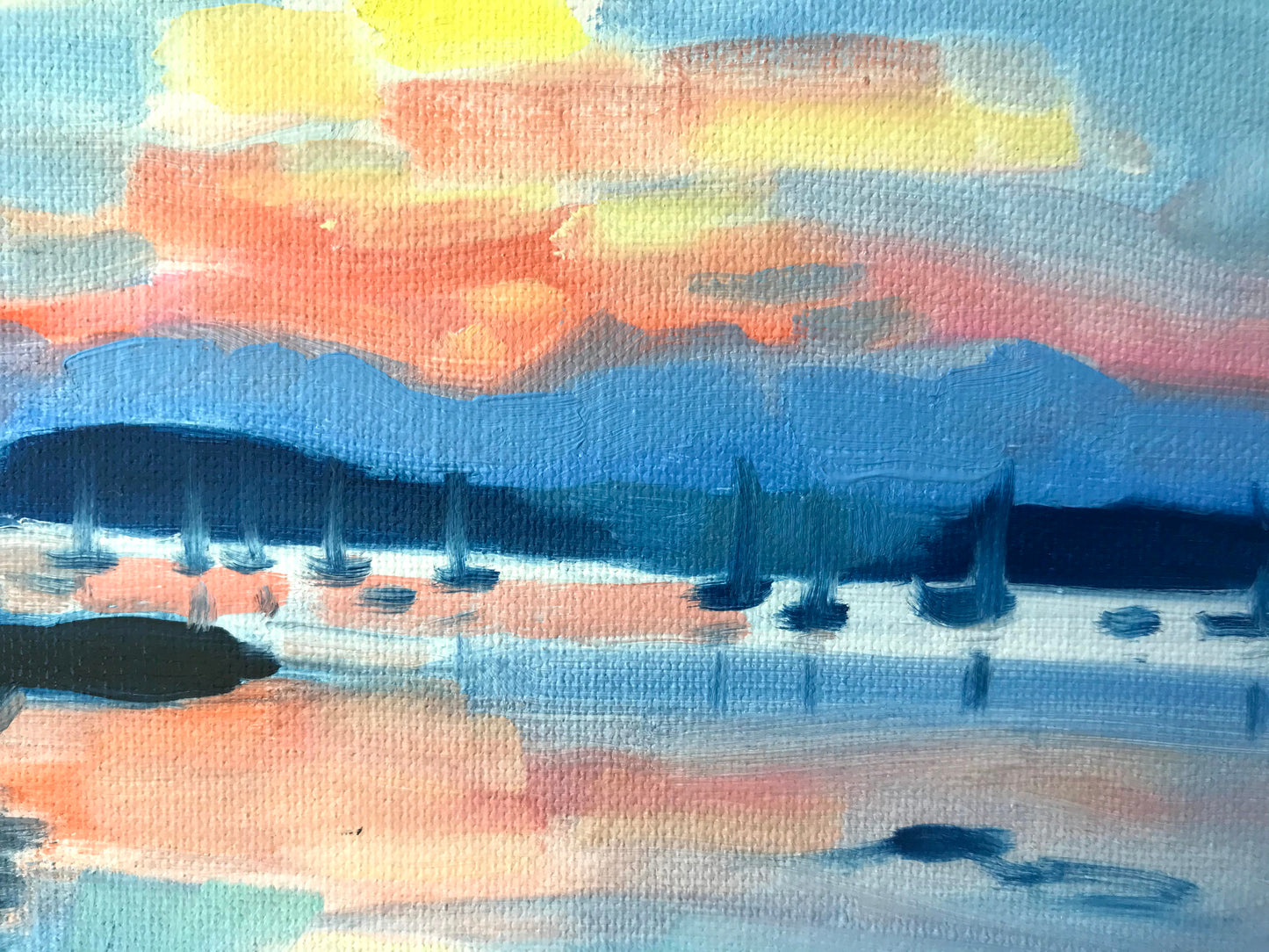 Sunrise Over the Marina Color Study 12x9