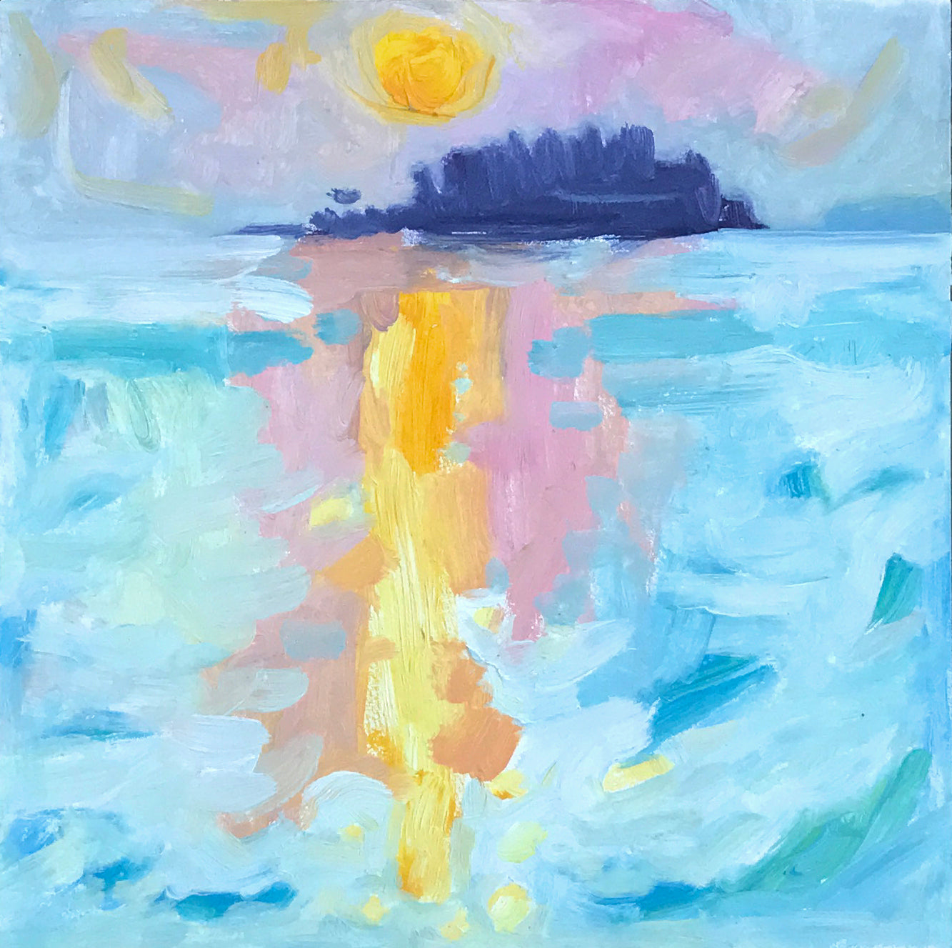 Yellow Sunrise Over Indian Island, Penobscot Bay