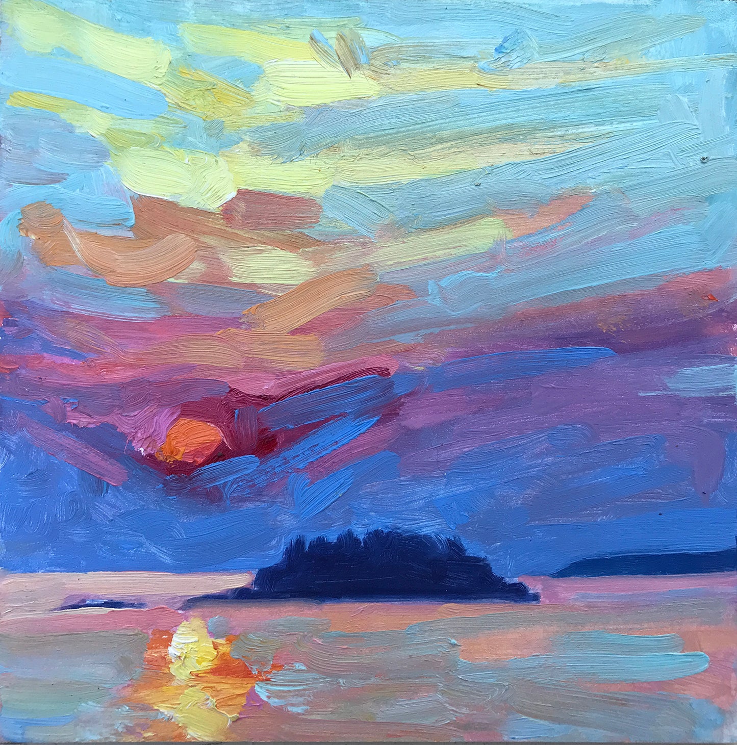 Sunrise Over Indian Island, Penobscot Bay