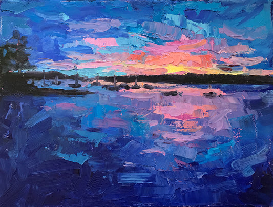 Sunrise over Paul's Marina 12x9, 2021