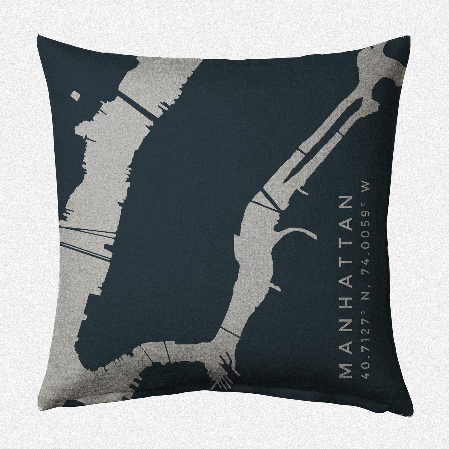 New York Harbor II: Manhattan Decorative Throw Pillow ~ Charcoal/Steel