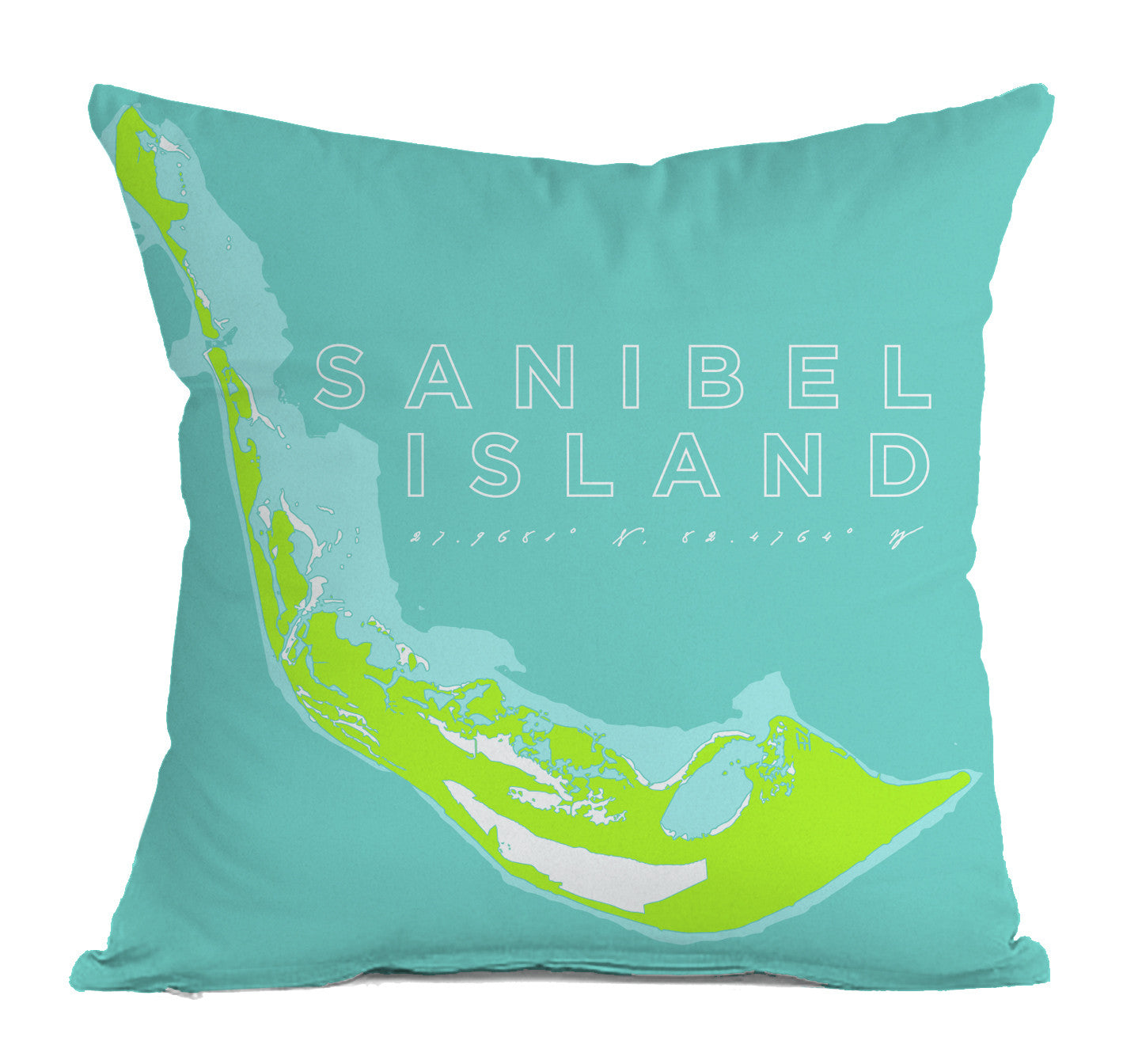 Sanibel Island Indoor/Outdoor Decorative Throw Pillow, Aqua & Spring Green