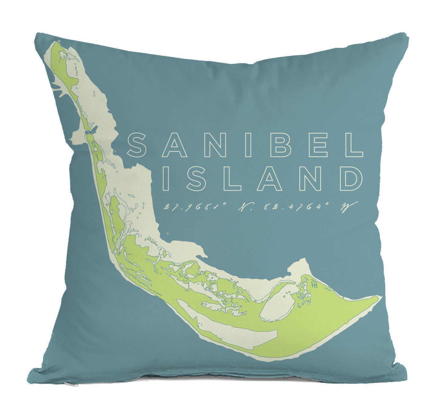 Sanibel Island Indoor/Outdoor Decorative Throw Pillow, Faded Aqua & Spring Green