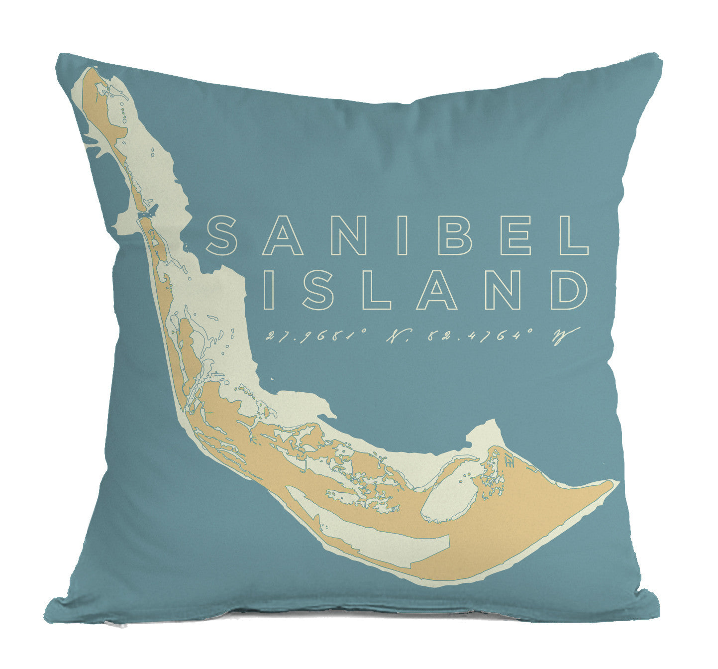 Sanibel Island Decorative Throw Pillow, Faded Aqua & Papaya
