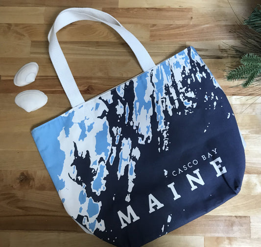 ONE-OF-A-KIND Open Sailor's Tote, Casco Bay Maine, Blue