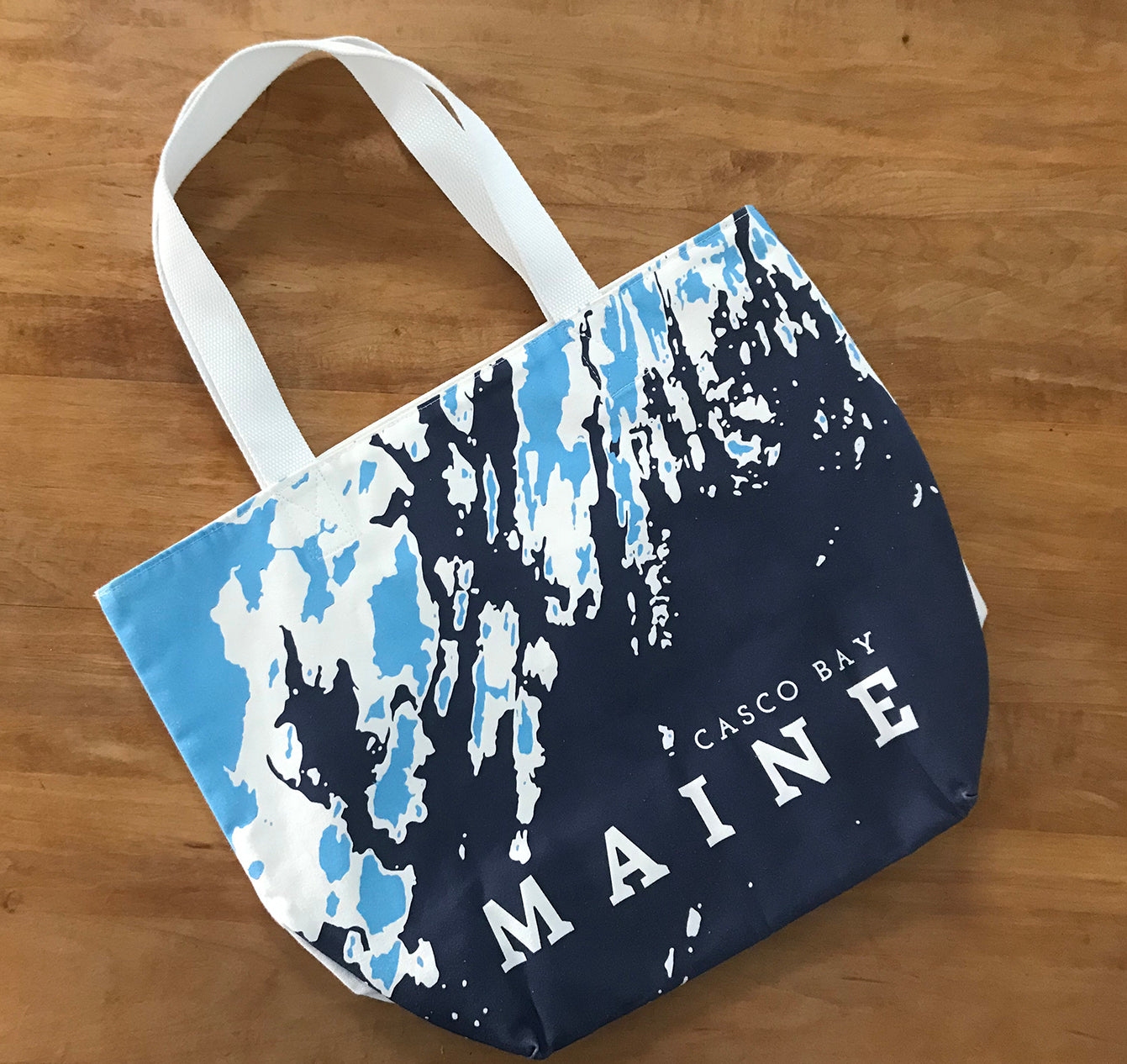 ONE-OF-A-KIND Open Sailor's Tote, Casco Bay Maine, Blue